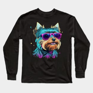 Cool Yorkie with Sunglasses Long Sleeve T-Shirt